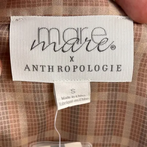 Anthropologie X Mare Mare Tie Neck Long Sleeve Blouse Neutral Size S. NEW Brown