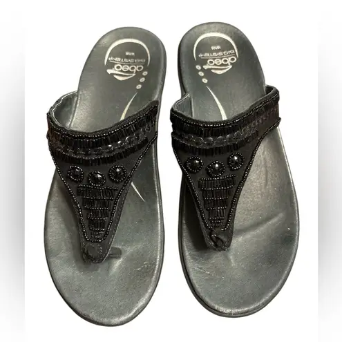 ABEO biosystem black beaded flip flop, sandals, Mystic women's size WN8