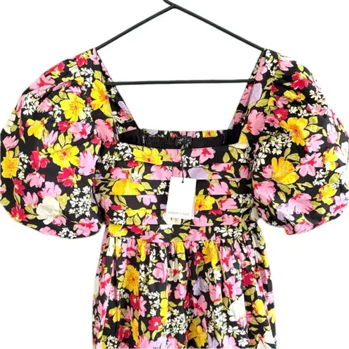 NWT Nobody's Child Nova Puff Sleeve
Black Floral Midi Dress Size 6
