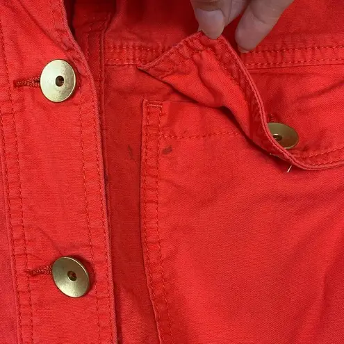 CAbi  Taylor Ruffle Back Red Orange Military Button Up Jacket Style #727 Size S