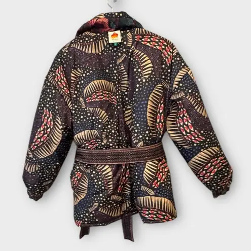 Farm Rio Black Wild Bananas Metallic Reversible Puffer Jacket Size Small