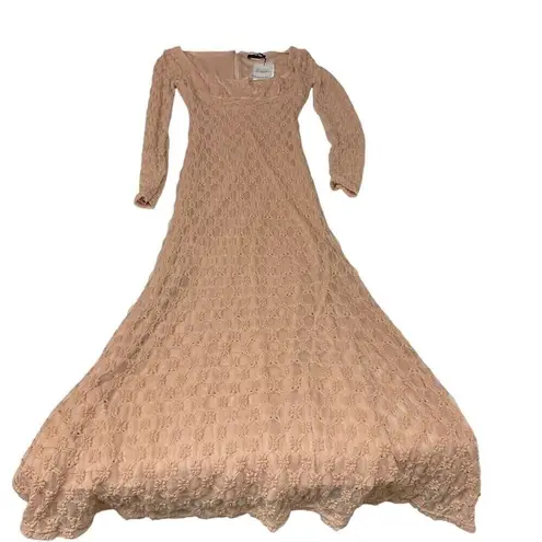 Bardot Revolve Adoni Lace Midi Dress Size 6 Beige Long Sleeve Cocktail NWT