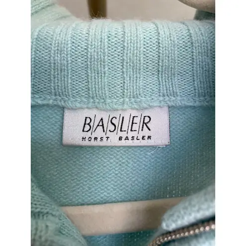 Vintage Basler Angora Wool Zip Cardigan Sweater Abstract Winter Autumn Artsy 80s Blue Size M