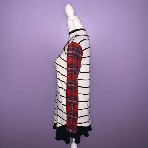 7th Ray Boutique Plaid and Stripes Mixed Print Top