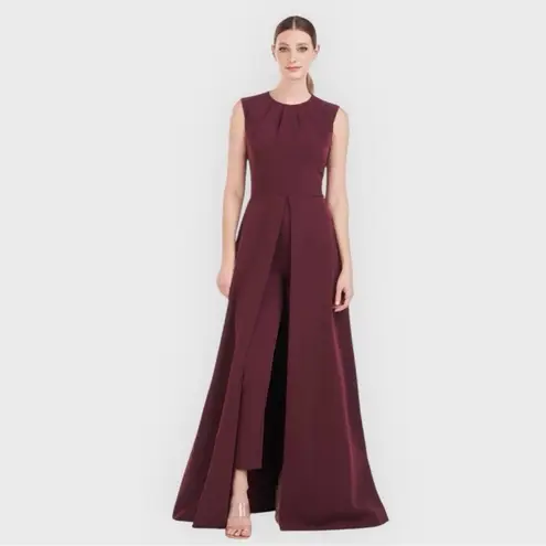 Kay Unger NWOT Zeda Crepe Dress Burgundy Pantsuit