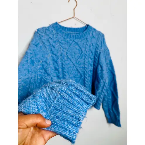 Rachel Parcell Baby Blue Cable Knit Long Sleeve Crewneck Sweater size Small