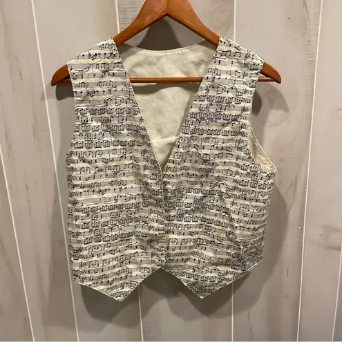 Handmade Cute music notes vest elastic back open front opera rock oatmeal