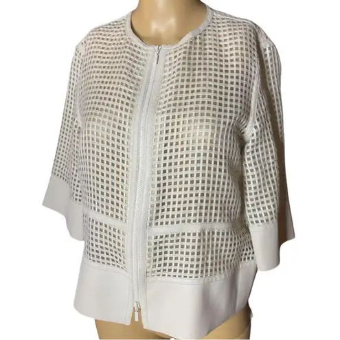 Lafayette 148 New York White
Perforated Leather Jacket P 0/2 White Size 0P