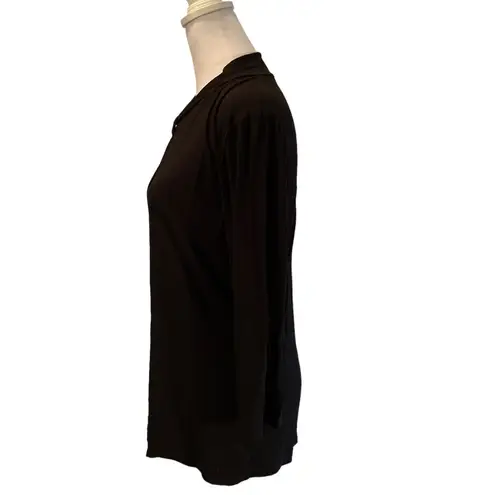 Melanie Lyne Black 3/4 Sleeve Keyhole Front Blouse Size Large