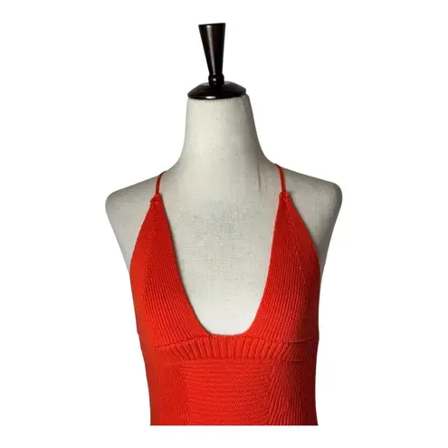 SER.O.YA Dress Women Medium Blood Orange Knit Breah Mini Bodycon Party Cocktail Orange