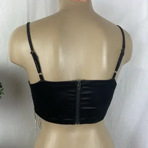Altar'd State Altar’d State SET Black Satin Rhinestone Trim Crop Top & Pants S - Image 4