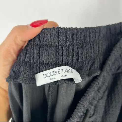 Double Take‎ Textured Ribbed elastic Waistband DrawstringWide Leg Pull - Image 8