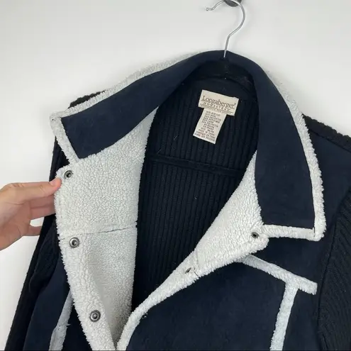 Longaberger Heritage Sherpa Trim Jacket Moto Ribbed Knit RARE