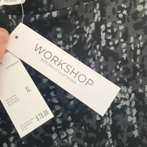 Workshop Republic Clothing Women Gray and Black Geometric Design Leggings NWT XL