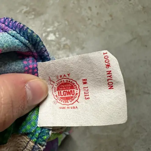 VINTAGE UNION MADE 1960s GROOVY FLORAL PRINT SWIM TOP TAGGED A SIZE 12 WOMENS Pink