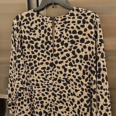 St. John ππ Draped 100% Silk Caftan Dress ~ Black Ecru Sand Print Medium NWOT