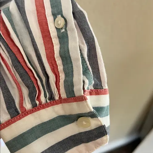 Trovata birds of paradis grace multicolor striped button down top Green