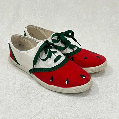 Watermelon Canvas Handmade Sneakers Size 8 Red