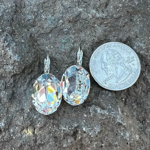 Handcrafted earrings with clear sparkly Swarovski crystal Silver