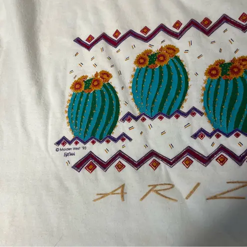 ONEIDA White Arizona T Shirt Cactus Single Stitch 1993 Size Large UNISEX