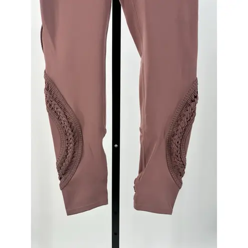 Free People  Movement Leggings S Withered Rose Braided Hem Crop Activewear NWT