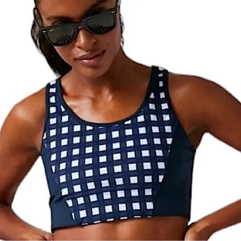 Tuckernuck Women's Navy And White Trellis Gingham Sports Bra Size XL