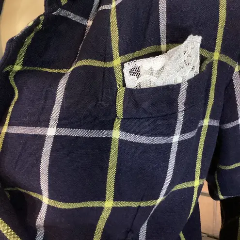 Kasper VINTAGE 1990'S FOR ASL BLUE & YELLOW PLAID CROPPED BLAZER (4)