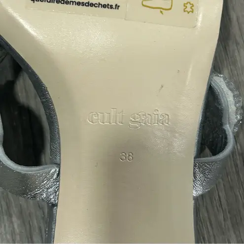 Cult Gaia Sarina Crystal Embellished Silver Kitten Heels Size 38/8