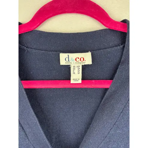 D & Co. Navy Blue Long Cardigan Sweater XS Petite Size undefined