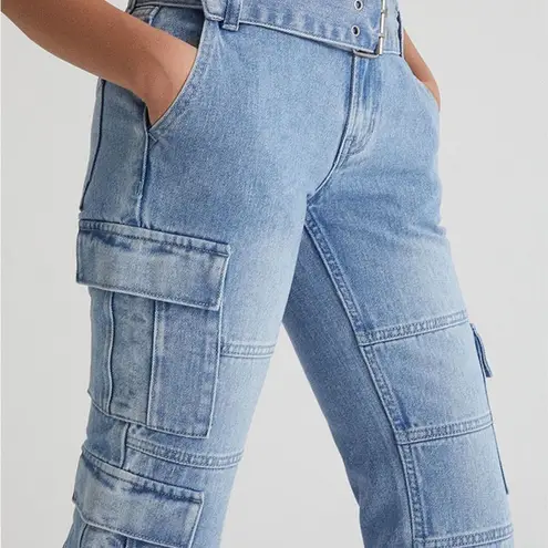 PacSun  Light Blue Low Rise Cargo Flare Jeans Size 28 | 6 Y2K Grommet Pac Sun thumbnail 7