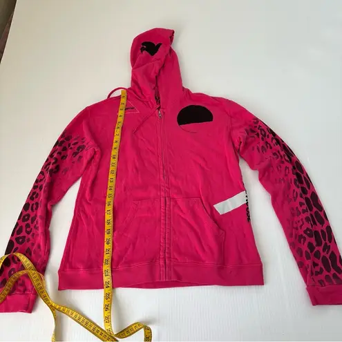 Free City Leopard Zip Hoodie Fuschia, S