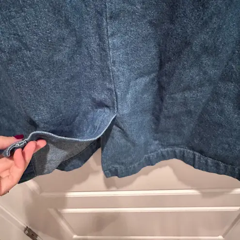 Vintage CJ Banks Sleeveless Denim Embroidered Umbrella Dress Size 16W Cotton Blue