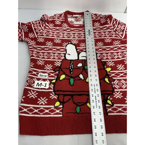 Adult Peanuts Pull Over Sweater XL Red Snoopy Christmas Theme Crew Neck