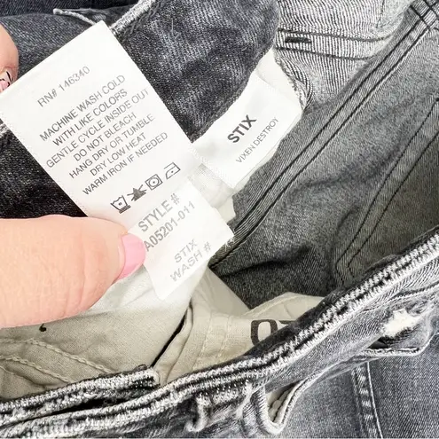 AMO Stix Vixen Destroy Distressed Gray Jeans Revolve Size 28 Black