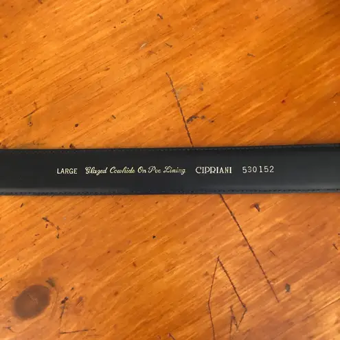 Cipriani Belt Glazed Cowhide On PVC Lining Black Gold Tone Buckle Size Large