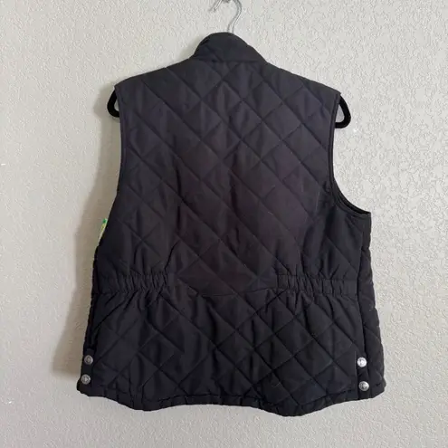 Dover Black Quilted Vest L Womens Snap Zip Front Sleeveless Puffer Size L