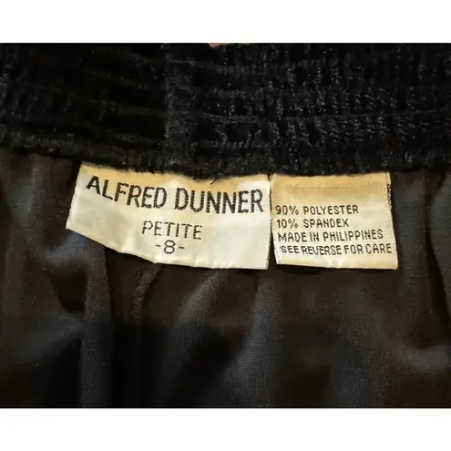 Alfred Dunner Woman 8 Petite Black Velour Shirt Pants Pajama Set Elastic Waist
