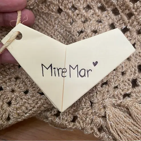 MIREMAR Natural Beige Tan Crochet Fringe Bohemian Boho Top One Size