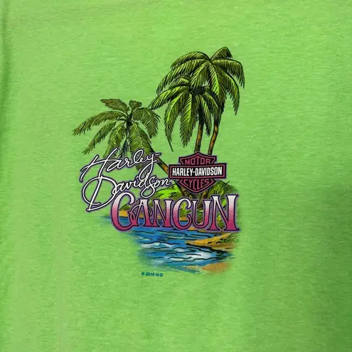 Harley Davidson  Cancun Green V-neck shirt  Size‎ Medium