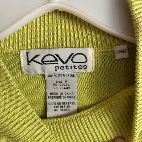 Kevo Womens 100% Silk Long Sleeve Green Sweater PS Office Career Size undefined