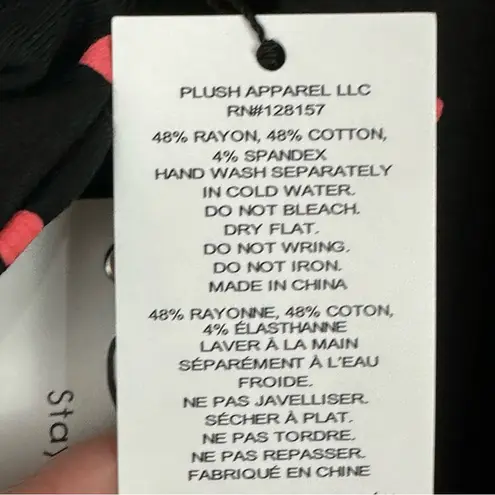 Plush Women’s Black Pink Hearts Tie Front Short Robe Hair Scrunchie Set Small