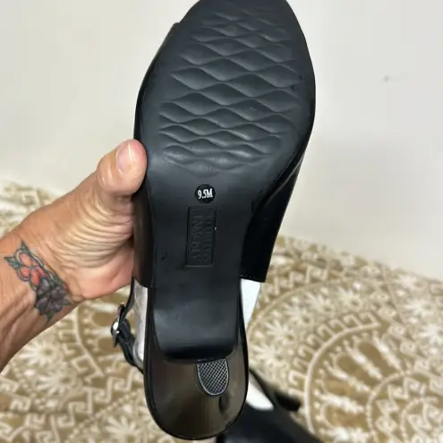 Alfani  Womens Black Padded Step Flex Peep Toe Stacked Heel Buckle Bootie 9.5