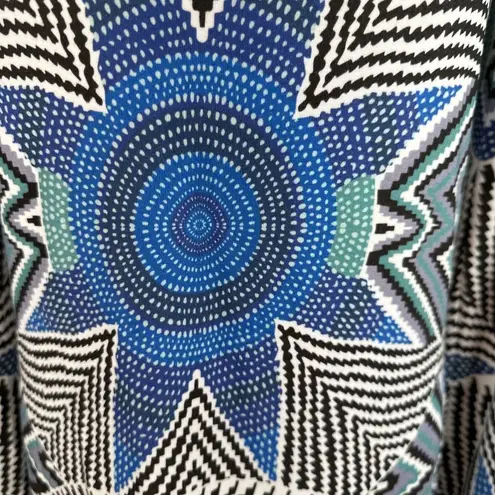 Mara Hoffman Womens Long Sleeve Ponte Shift Dress S Small Black White Blue Star