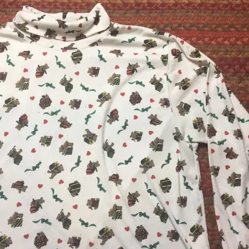 VINTAGE TEDDY BEAR TURTLE NECK LONG SLEEVE Red Size XL
