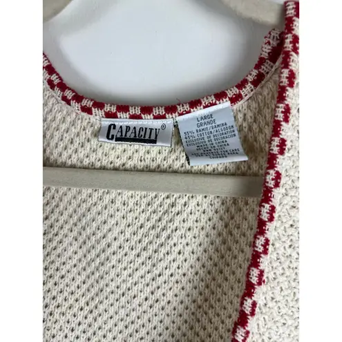 Vintage Cottagecore Garden Vest Veggie Patch Embroidered Knit Farmer's Market White Size L