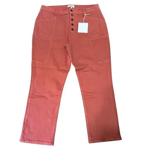 Pistola Patch Pocket Button Fly Utility Pants Cropped Red Rock Terracotta NWT 33