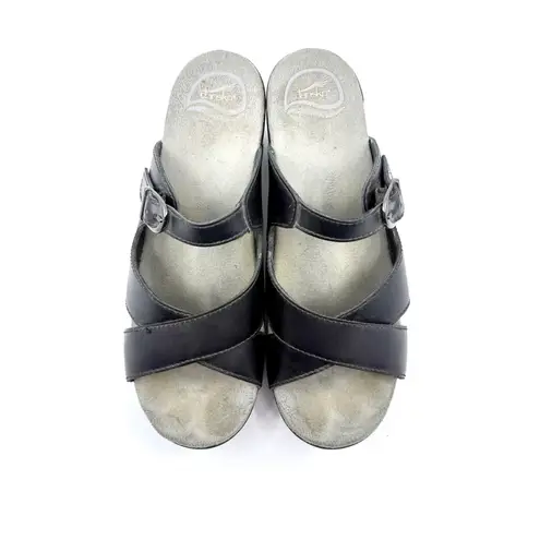 Dansko Women's Black Leather Buckle Strap Comfort Sandal Size US 9.5-10 EU 40