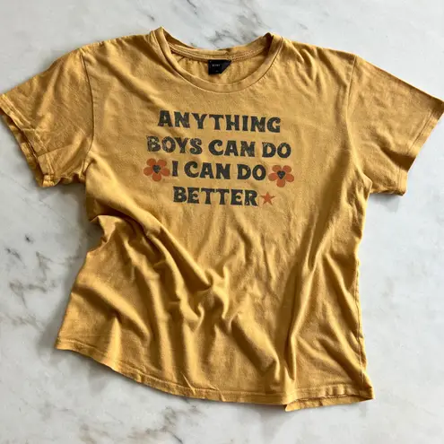 Blank Paige Graphic T Shirt Anything Boys Can Do Better Mustard Yellow