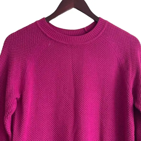 Time And Tru  Women Sweater S Fuchsia Long Sleeve Waffle Knit High Low Hem Cozy