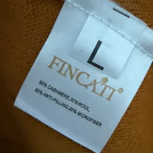 Fincati Cashmere Blend Belt Fitted Pleated Sweater Dress Goldenrod Size Large Gold